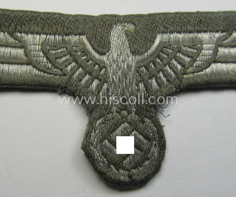 Superb - and very early- ie. 'Reichswehr'-period - WH (Heeres) officers'- (ie. eventually NCO-) type breasteagle being a used- and/or tunic-removed example as executed in the so-called: 'flat-wire'- (ie. 'BeVo'-) weave-pattern