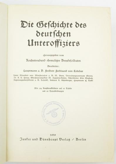 German Book 'Die Geschichte des deutschen Unteroffiziers'