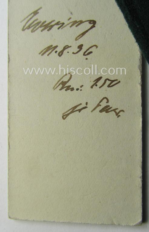 Interesting - and possible unique! - single, TR-period (ie. 1936-dated) 'Schutzenverein'-related (NCO-type) shoulderstrap being a so-called: 'Müsterstück o. Hausmuster' by the company: 'Thiele & Steinert A.G.'