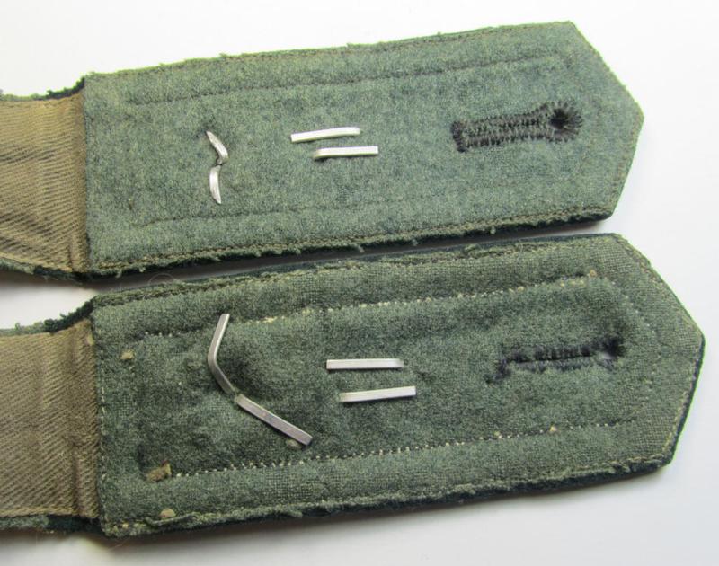 Neat - and fully matching! - pair of WH (Heeres), early- (ie. pre-) war-period, 'M36'-pattern (pointed-styled!) and generic-pattern, 'cyphered' NCO-type shoulderstraps as was intended for a: 'Feldwebel des Infanterie-Regiments 3'