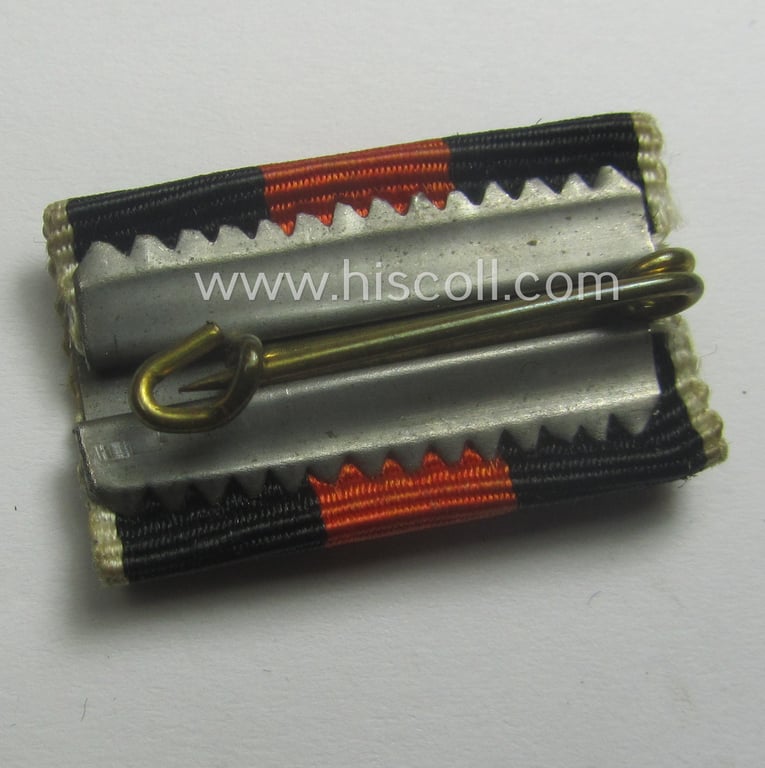 Single-pieced, WH (ie. WWII-period) ribbon-bar (ie. 'Feld- o. Bandspange') showing the ribbon for a: WH Czech 'Anschluss'- (ie. occupation-) medal: '1 Oktober 1938'