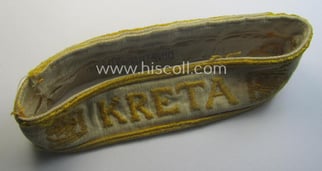 Truly worn WH cuff-title (ie. 'Ärmelstreifen') entitled: 'Kreta'...