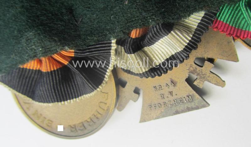 5-pieced, WWI- (ie. TR-) period medal-bar (ie. 'Ordenspange') resp. depicting an: 'EKII.Kl.', a: 'KvK II.Kl. m. S.', an: 'Anhalt Friedrich-Kreuz', an: 'FKK 14-18' and a: Czech 'Anschluss'-medal having a 'PB-Spange' attached
