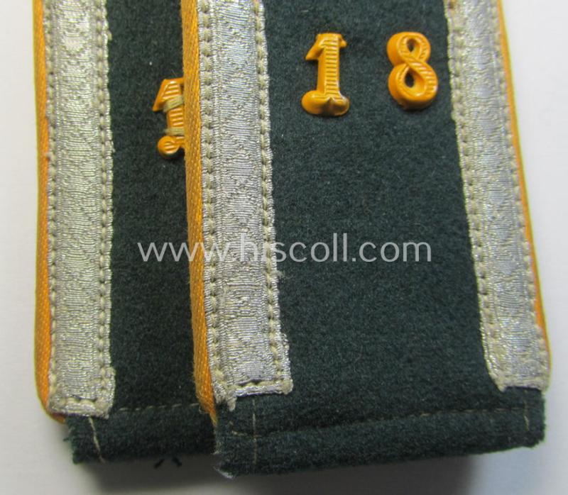Superb - and fully matching! - pair of neatly 'cyphered', WH (Heeres) early-war-period- (ie. 'M36'- ie. 'M40'-pattern) NCO-type shoulderstraps as was intended for usage by an: 'Uffz. des Kavallerie o. Reiter-Regiments 18'