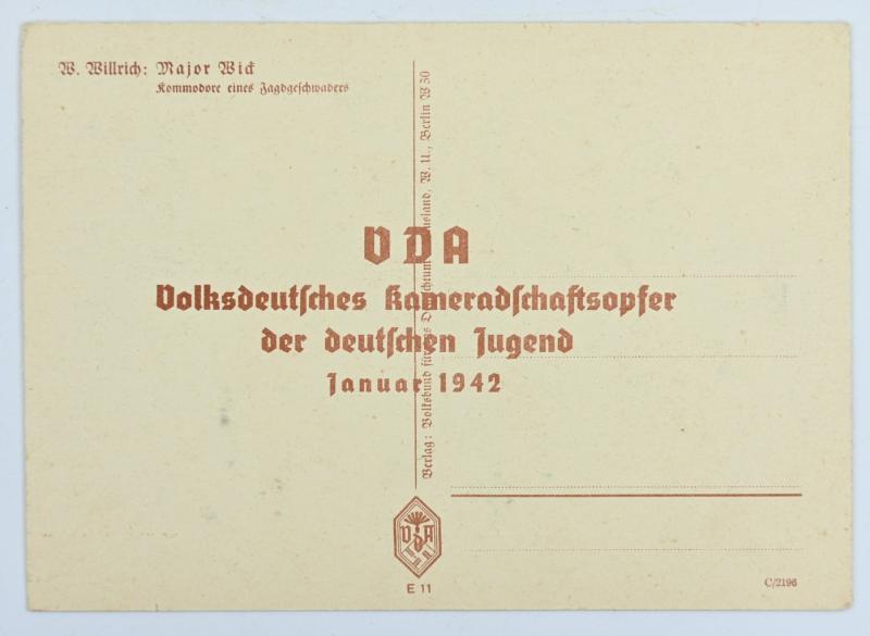 German "Willrich" Type postcard "Major Wick"