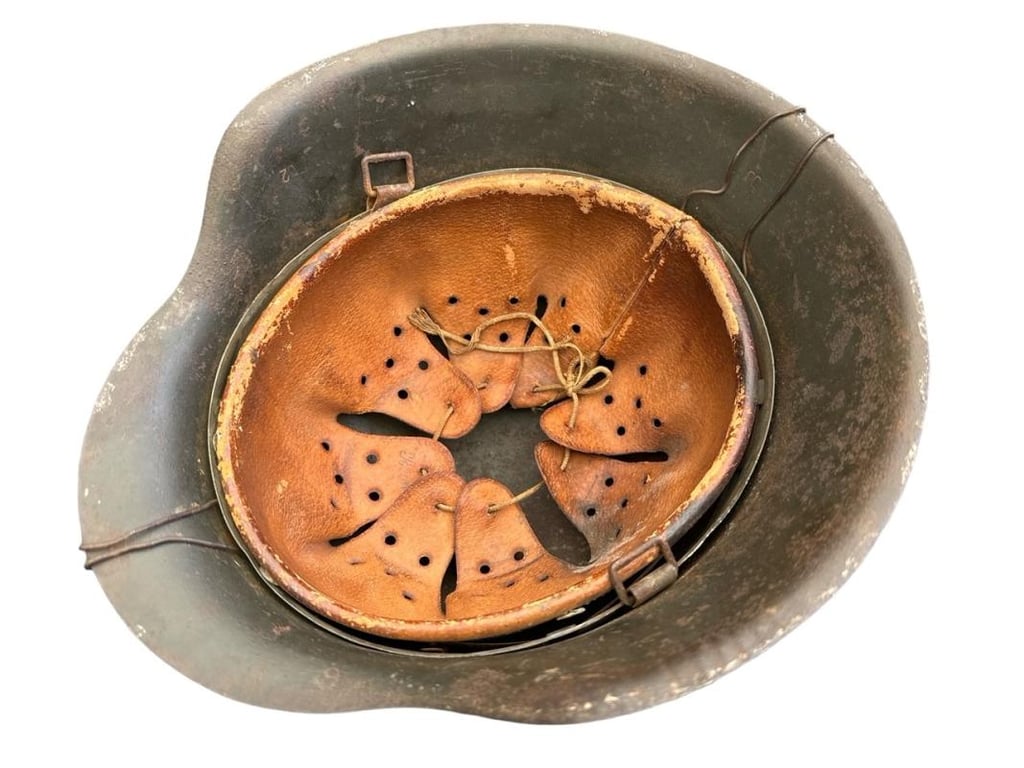 Wehrmacht M42 Camouflage Helmet in Tan Paint Captured in Normandy!