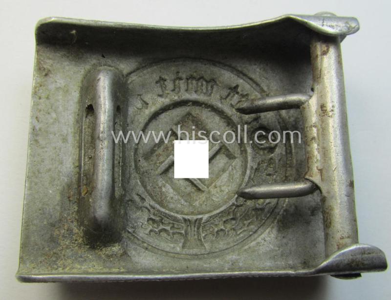 Police- (ie. 'Polizei') 'standard-issue'-pattern, silver-toned- and aluminium-based belt-buckle