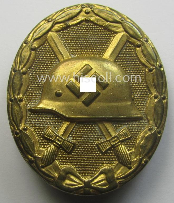 'Verwundeten-Abzeichen in Gold' being a clearly maker- (ie. '30'-) marked- and typical 'Buntmetall'-based (ie. 'flat-pinned'!) example that comes stored in its maker- (ie. 'Hauptmünzamt - Wien'-) marked etui as issued