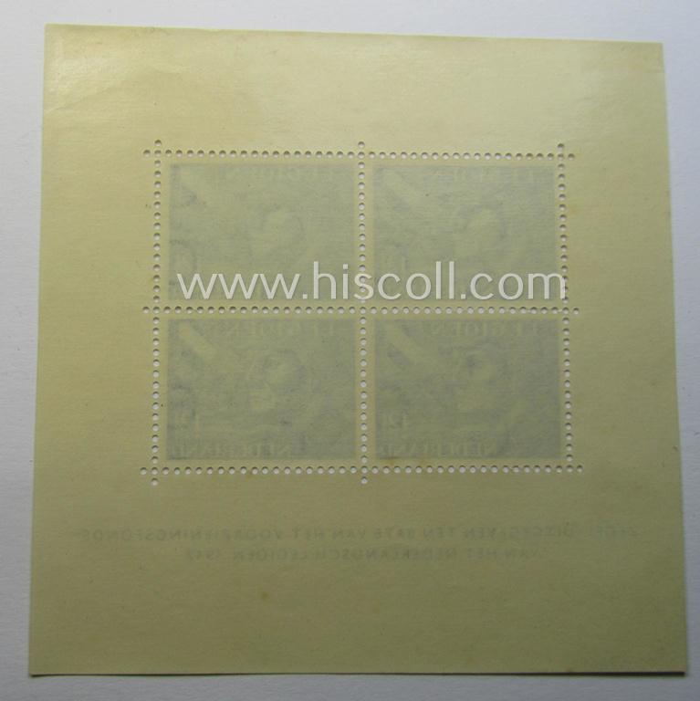 Neat - and complete! - set comprising of two Dutch 'blocks' of resp. 10 (ie. 4) postage-stamps, both as issued in mid-1942 in order to raise funds for the: 'Voorzieningsfonds' of the Dutch Legion (ie. for the Waffen-SS volunteers)