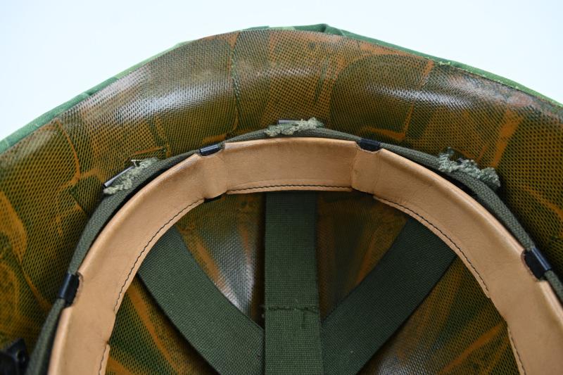 US Vietnam War Infantry helmet with camouflage cover and liner