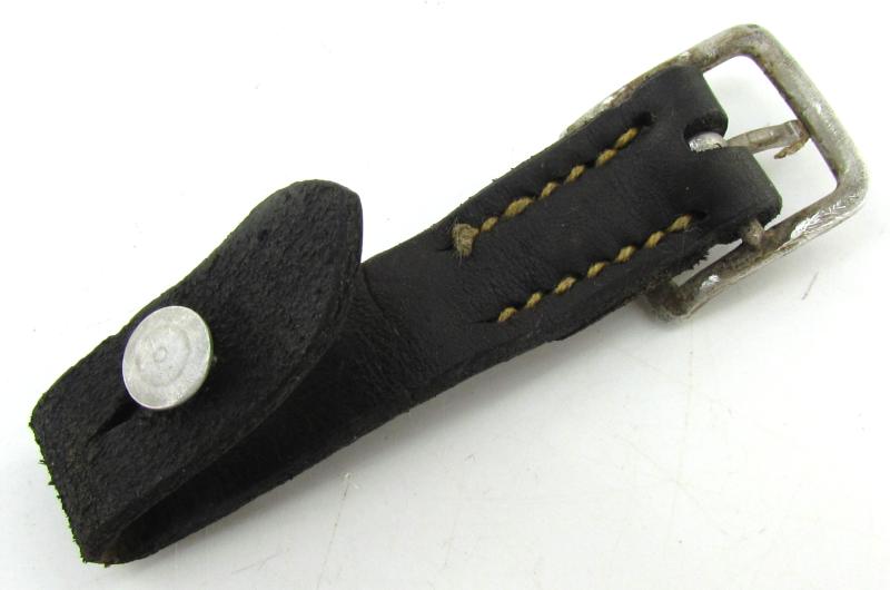 Early German helmet chin strap with aluminum buckle
