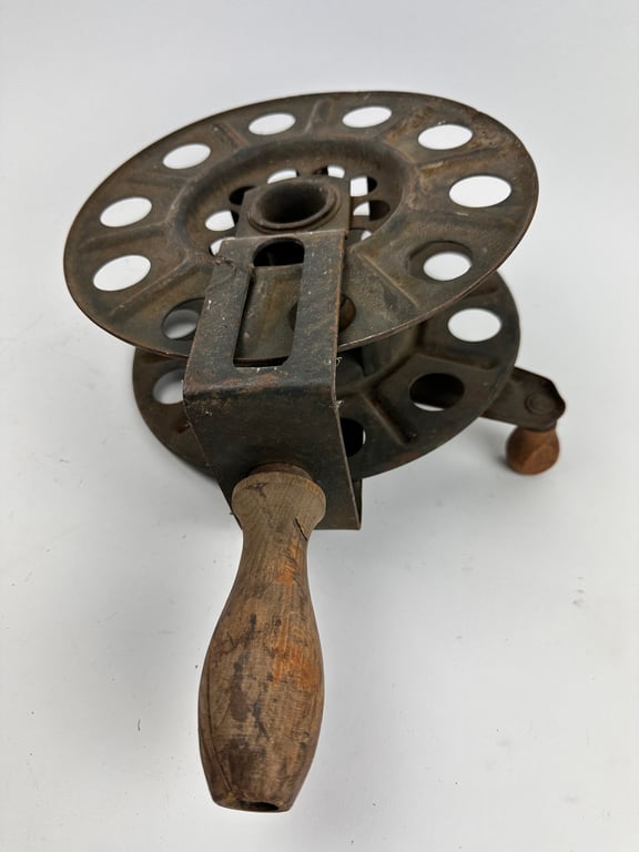 Original German WWII Big Hand Held Cable Reel With Wire Dated2 1943 "DZ"