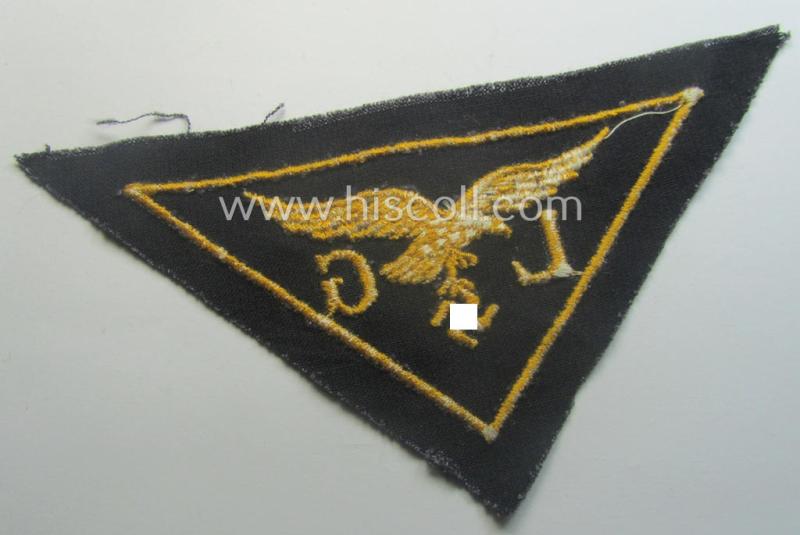 WH (LW) related- (EM- ie. NCO-pattern) machine-embroidered breast-badge ie. eagle-device showing the characters: 'L' and 'G' as was (I deem) specifically intended for staff working within the WH 'Generalluftzeugmeister'- (ie. 'GL'-) organisat...