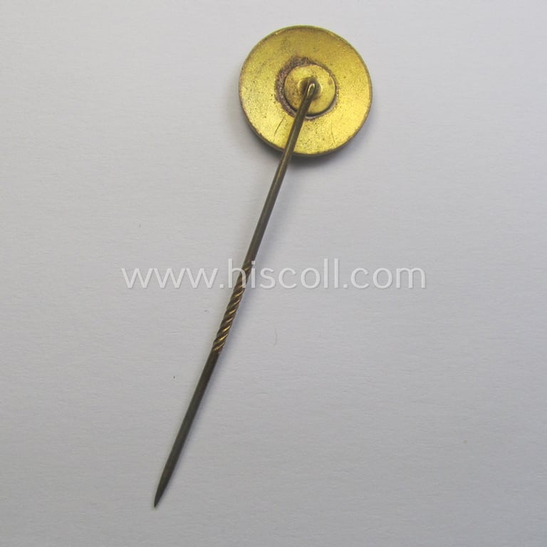 Golden-toned- and/or neatly enamelled, so-called: 'Deutsche Kolonialgesellschaft' (ie. 'DKG') membership-lapel-pin (or: 'Mitgliedsabzeichen klein') being a non-maker-marked example