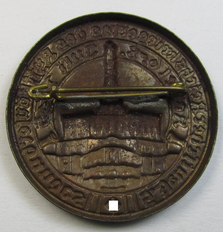 Copper-bronze-toned, D.R.K.B. (or: 'Deutscher Reichskriegerbund' aka 'Kyffhäuserbund') day-badge (ie. 'tinnie') being a non-maker-marked example entitled: '5. Deutscher Reichskriegertag des Kyffhäuserbundes - Kassel - 6.- 8. Juni 1937'