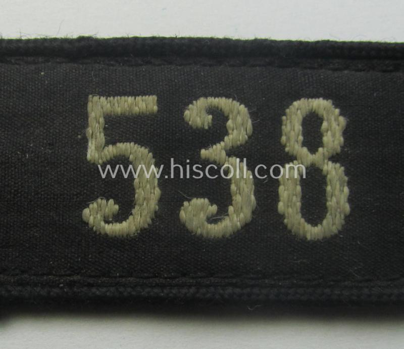 Single, black-piped so-called: 'DJ- o. Deutsches Jungvolk' shoulderstrap as was intended for usage by a: 'DJ-Mitglied' who served within the (Austrian-based): 'Bann 538' (538 = 'Gmunden')