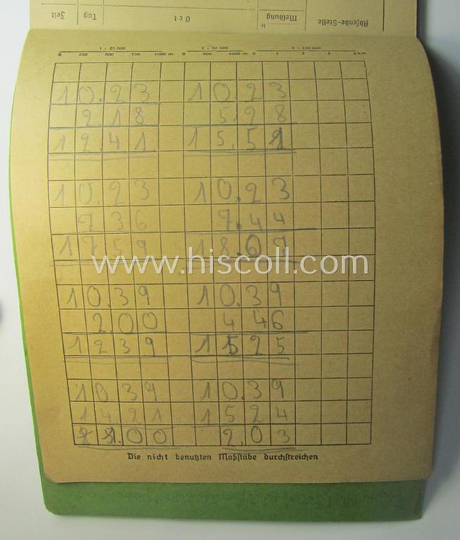 Complete, WH (Heeres ie. LW etc.) 'Dienst'-related 'notebook' (ie. 'Meldeblock') as was intended for storage in the 'Kartentasche' (or: map-case) that comes in a hardly used, condition