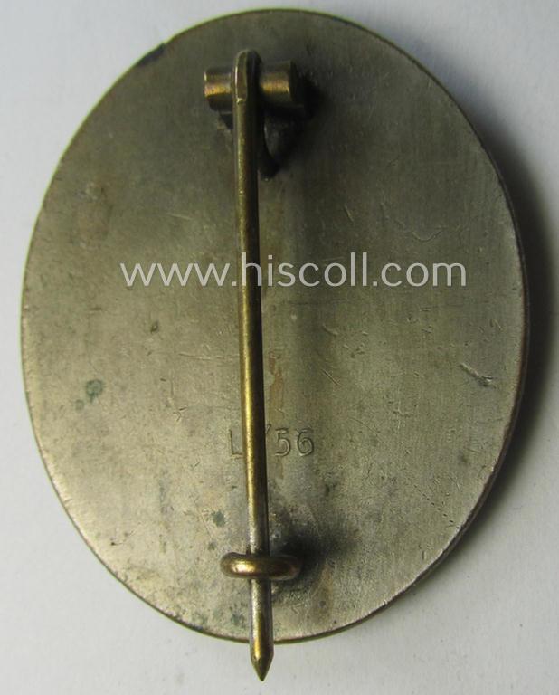 Maker- (ie. 'L/56'-) marked example of a silver-class wound-badge (or: 'Verwundeten-Abzeichen in Silber') by: 'Funcke & Brüninghaus'