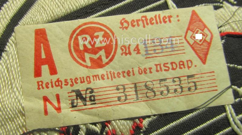 HJ (ie. Hitlerjugend) 'Ärmelabzeichen für Fahnenträger' as executed in 'BeVo'-weave-pattern