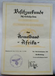 WWII German “AFRIKA” Ärmelband Afrika