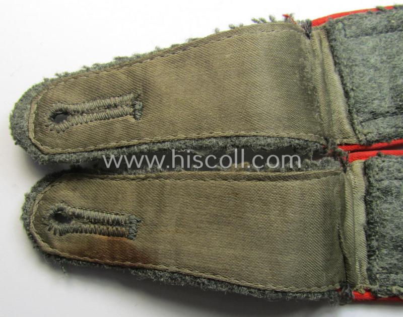 Attractive - and fully matching! - pair of WH (Heeres) early- (ie. mid-) war-period- (ie. 'M40'- ie. 'M43'-pattern), 'standard-issued' NCO-type shoulderstraps as was intended for an: 'Unterwachtmeister eines (Sturm)Art.-Abts. o. Rgts.'