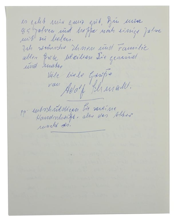 Signature of Wehrmacht Heer KC Recipient 'Adolf Schmahl'