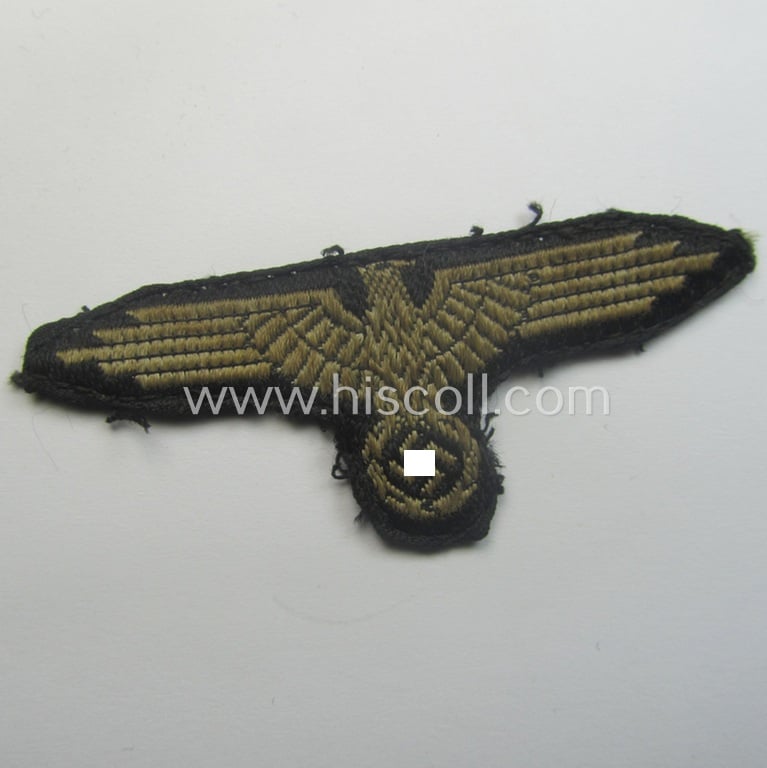 Superb - and nowadays rarely encountered! - Waffen-SS, 'BeVo'-woven-style skull- and cap-eagle-set (ie. 'Totenkopf- u. Adler-Effektensatz für Schiffchen o. Einheitsfeldmütze') that comes in a moderately used- and/or cap-removed, condition