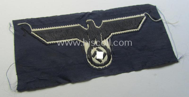 Attractive - and actually scarcely encountered! - WH (KM) 'BeVo'-woven, EM- (ie. NCO-) type breasteagle (ie. 'Brustadler') as was specifically intended for usage by the various naval administrative-officials (ie. 'Beambten der KM')