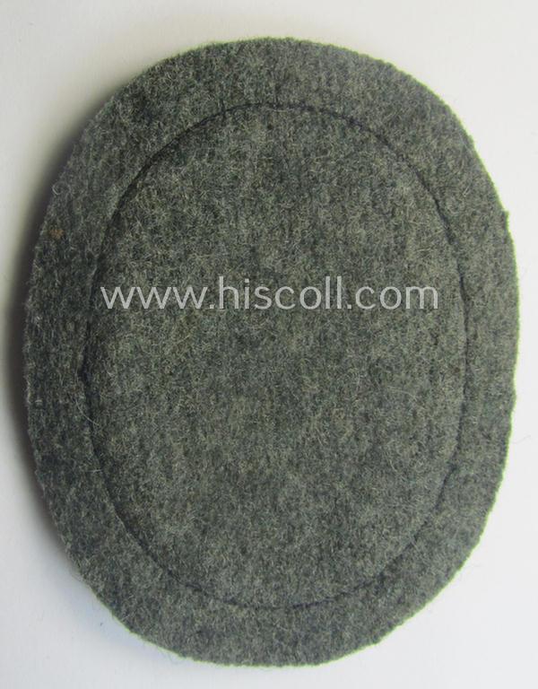 Interesting, WH (Heeres) so-called: 'Jäger'-armbadge being a neatly machine-embroidered- and/or multi-coloured version as was executed on darker-green-coloured 'felt-based'-wool