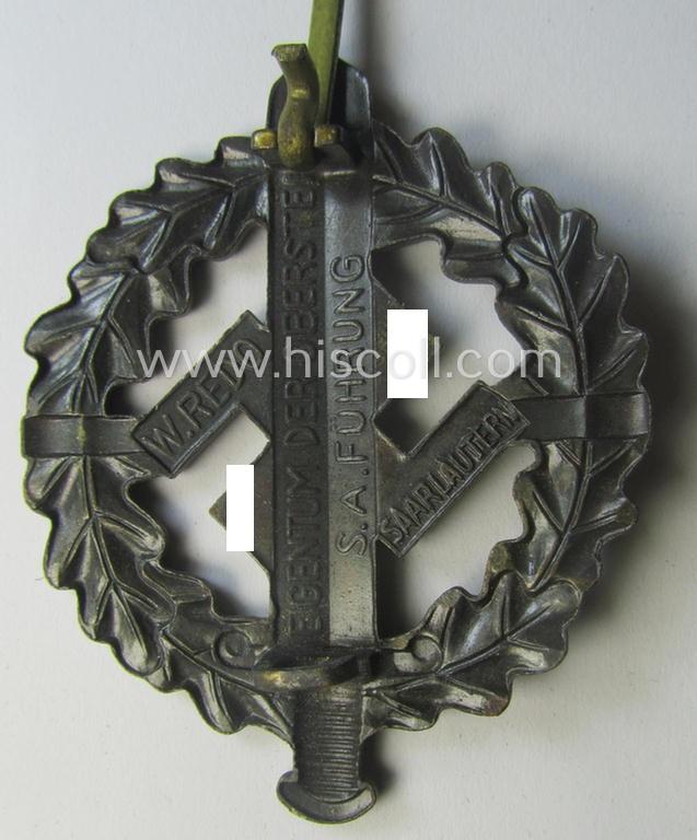 'SA-Sportabzeichen in Bronze' by 'W. Redo - Saarlautern' that is void of an an impressed bearers'-number