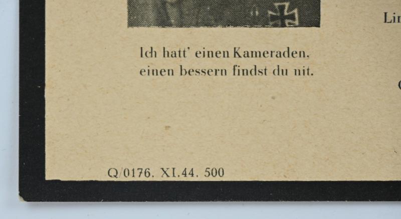 German Deathcard 'Panzer Grenadier Hubert Strauss, Knight's Cross Recipeint