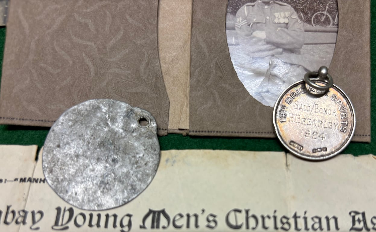 Paybook, Identity Disc, Photos and sport medal to 49805 Saddler RT Breayley RFA