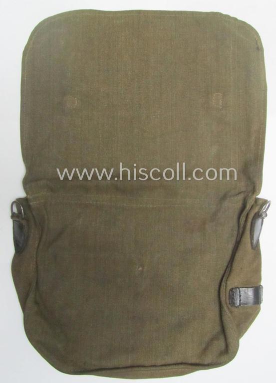 Mid- ie. later-war-period - somewhat smaller-sized and female-related - so-called: 'Brotbeutel für Nachrichtenhelferinnen' that comes mounted onto its period carrying-strap and that comes in an overall nicely preserved, condition