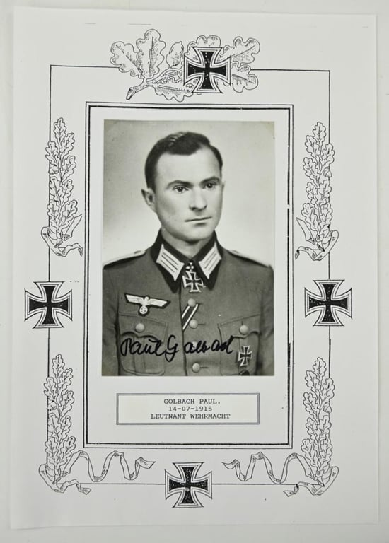 Signature of Wehrmacht Heer KC Recipient 'Paul Golbach'