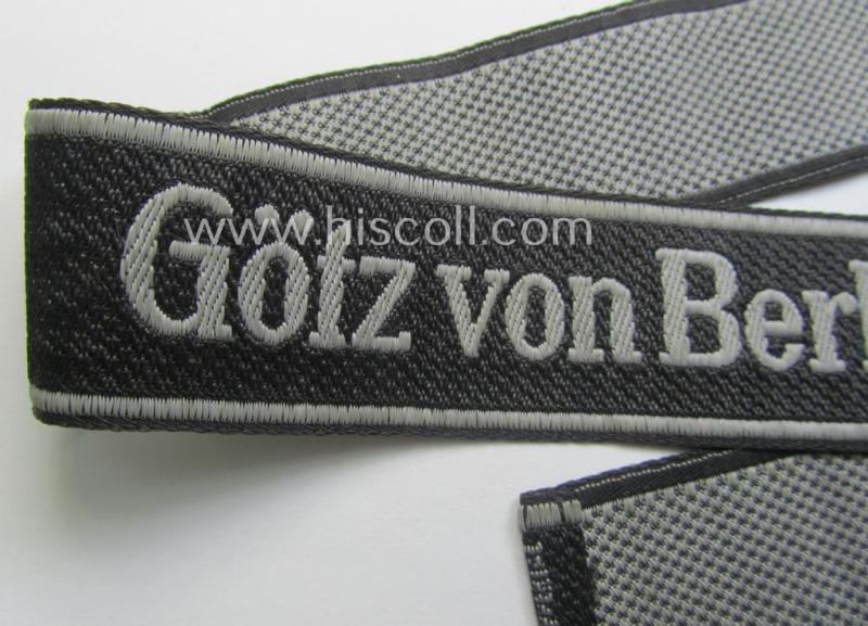 Waffen-SS 1943/44-pattern cuff-title (ie. 'Ärmelstreifen') as executed in typical 'BeVo'-weave-pattern as was intended for a member within the: '17. SS-Panzergrenadier-Division “Götz von Berlichingen”