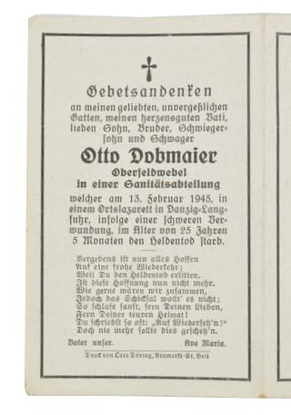 German WH Sani Deathcard 'Otto Dobmaier'