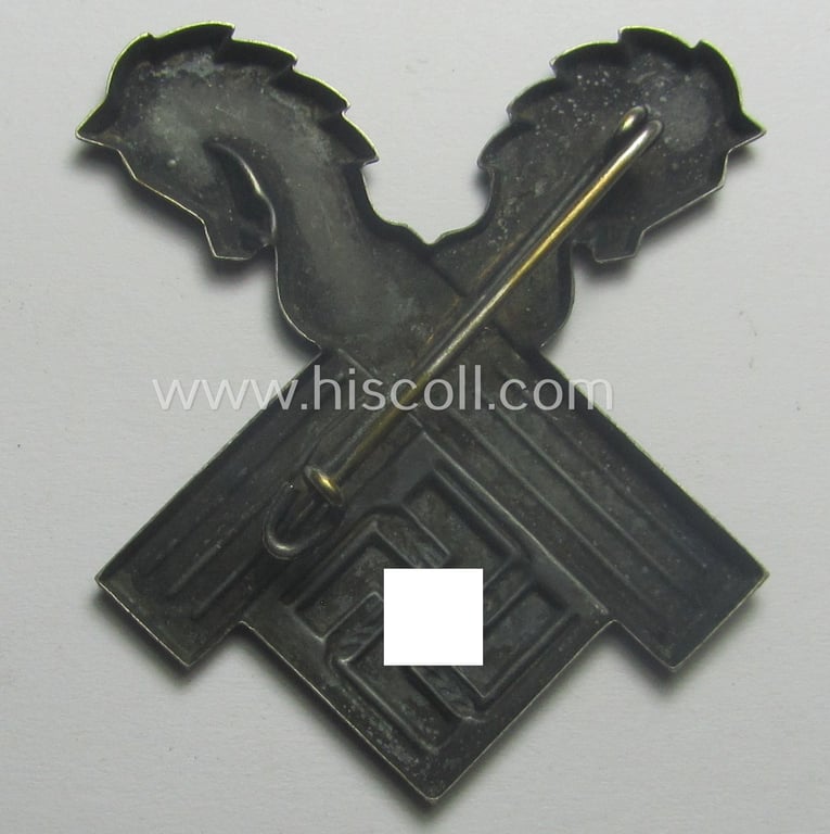 Neat - and actually scarcely encountered! - RAD (ie. 'Reichsarbeitsdienst') so-called: 'Traditions-Mützenabzeichen', as was intended for a member who served within the: 'Arbeitsgau XVIII' (= Niedersachsen-Ost)