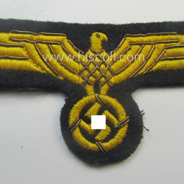WH (Kriegsmarine) breast-eagle (ie. 'Brustadler für Mannschaften u. Uffz. der Kriegsmarine') being a 'standard-pattern'- and neatly machine-embroidered example that comes in a never used- ie. still 'virtually mint', condition