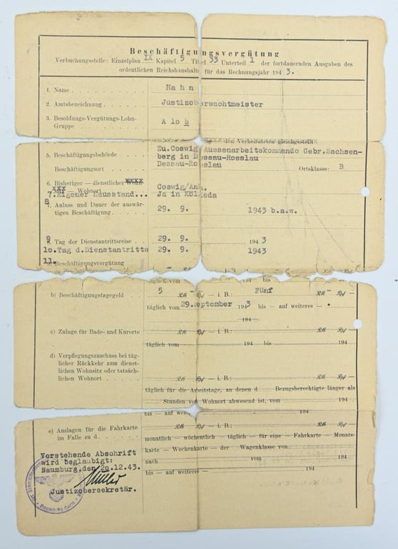 German Wehrpass 'Walter Hahn'