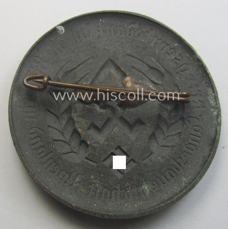 Unusually seen, 'Reichsnährstand'- (ie. 'RNSt.'-) related commemorative brooch (ie. 'Brosche') being a non-maker-marked example showing the text: 'Kriegserntedank an die Bauerin - Landesbauernschaft Alpenland'