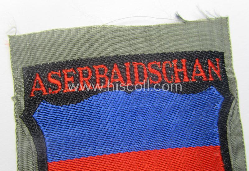 'BeVo'-type armshield entitled: 'Aserbaidschan', being a piece as intended for a volunteer who served within the 'Deutsche Wehrmacht' ie. within the 'Aserbaidschanisches Legion'