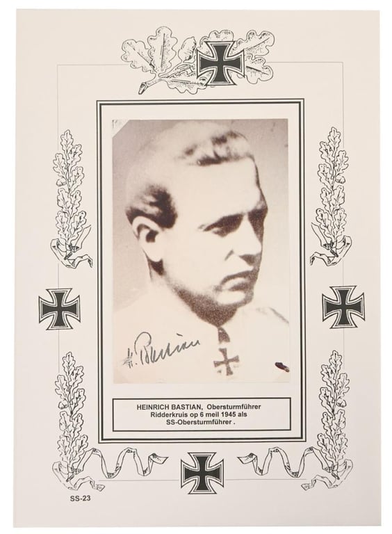 Signature of Waffen-SS KC Recipient 'Heinrich Bastian'