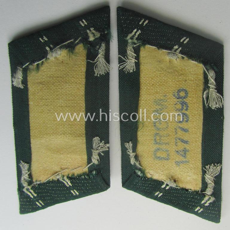 WH (Heeres) pair of (later-war-pattern) officers'-type collar-tabs (ie. 'Kragenspiegel für Offiziere') as executed in 'BeVo'-weave pattern as was intended for an officer serving within the: 'Infanterie-Trpn.'