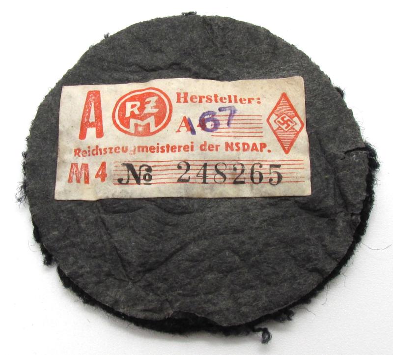 Hitler Jugend or Jungvolk arm rank patch with RZM Label