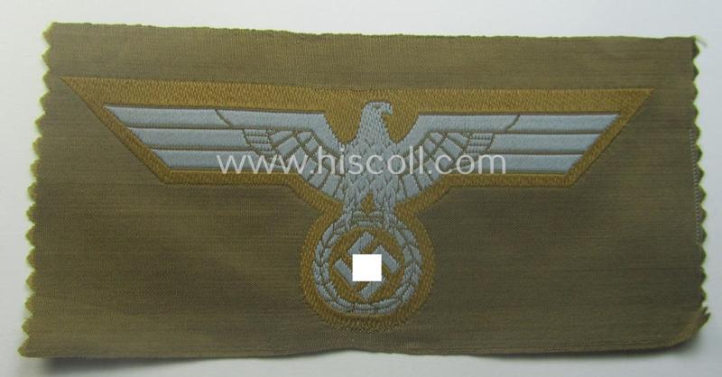 WH (Heeres) 'tropical-issue' (ie. DAK or: 'Deutsches Afrika Korps'-related-) breasteagle, as executed in neat so-called: 'BeVo'-weave style that comes in a 'virtually mint- ie. unissued'-, condition