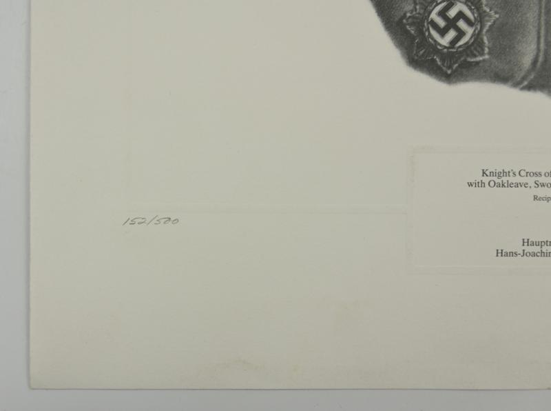 German Litho Print of LW Flight Ace 'Hans-Joachim Marseille'