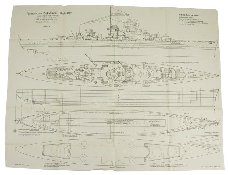 German Woodworkers Scale Plan 'Battleship Gneisenau'