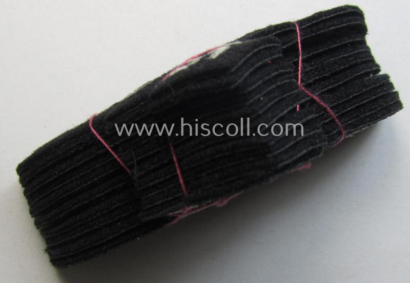 WH (Luftwaffe) cap-eagle (being a 'standard-issue'-pattern example that is executed onto a black-coloured background and that was as such intended for usage on the black-coloured work- ie. 'HG'-related side-caps ie. 'Schiffchen')