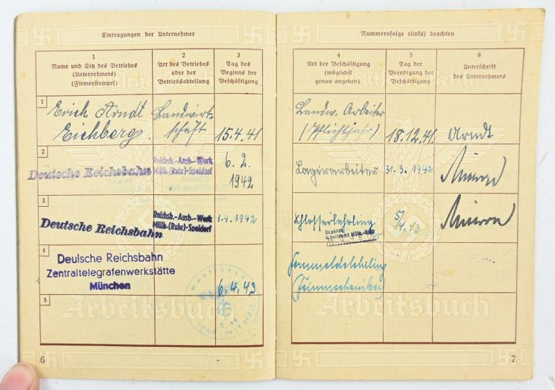 German Third Reich Era Workers Pass 'Reichsbahn'