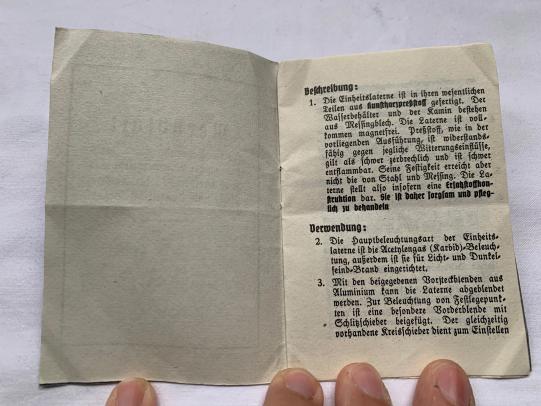 WH (Heer) Manual for Lantern 'Einheitslaterne'